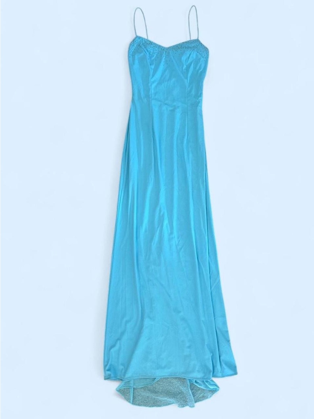 Vintage Y2K Dave & Johnny Aqua Blue Beaded Prom Dress